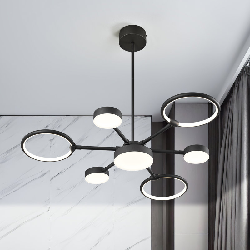 Luminaires suspendus ronds modernes Modern Industria, Noir, 7 lumières