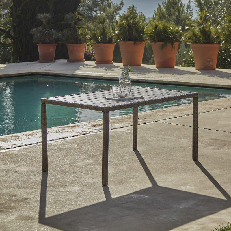 Renfoe 8 - Person Wicker Patio Dining Set with Rectangular Table , Cushions Included, Grey
