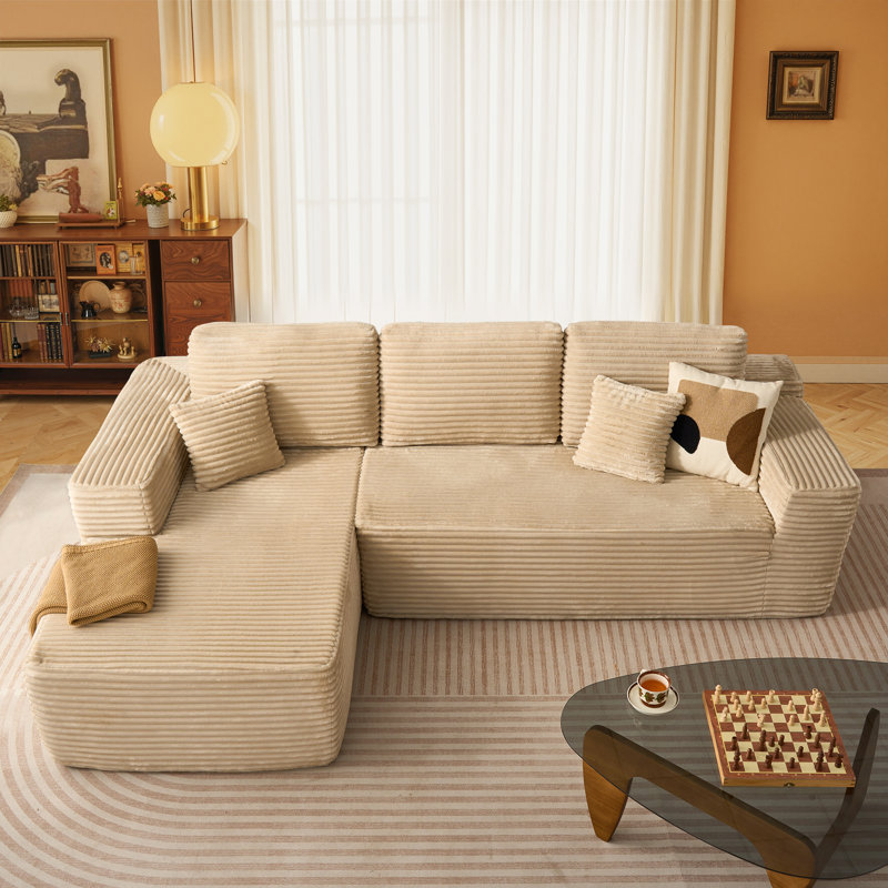 Tashonda Boneless 104" Cloud Sectional Couch , L Shape Original Sofa Chaise Longue with Deep Seat and Wide Armrest for Living Room Bedroom,No Assembly Required