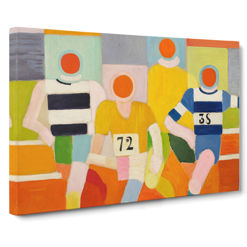 The Runners by Robert Delaunay - Wrapped Canvas Painting, 35cm H x 50cm W x 3cm D