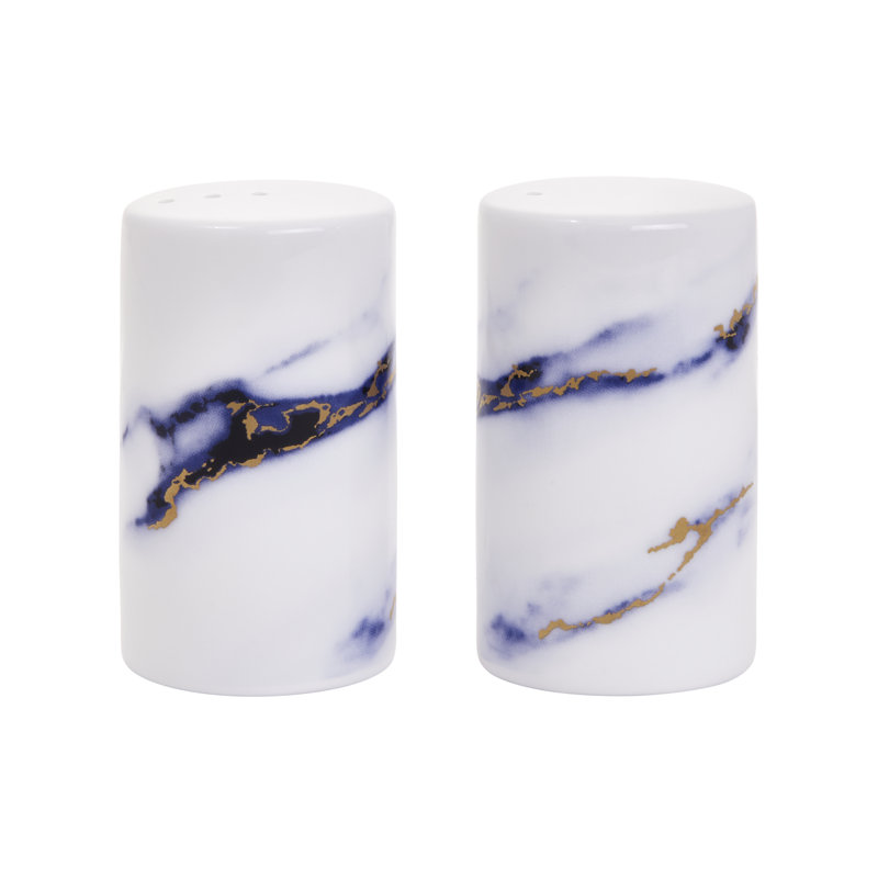 Ensemble salière et poivrière Prouna blanc / azur / or
