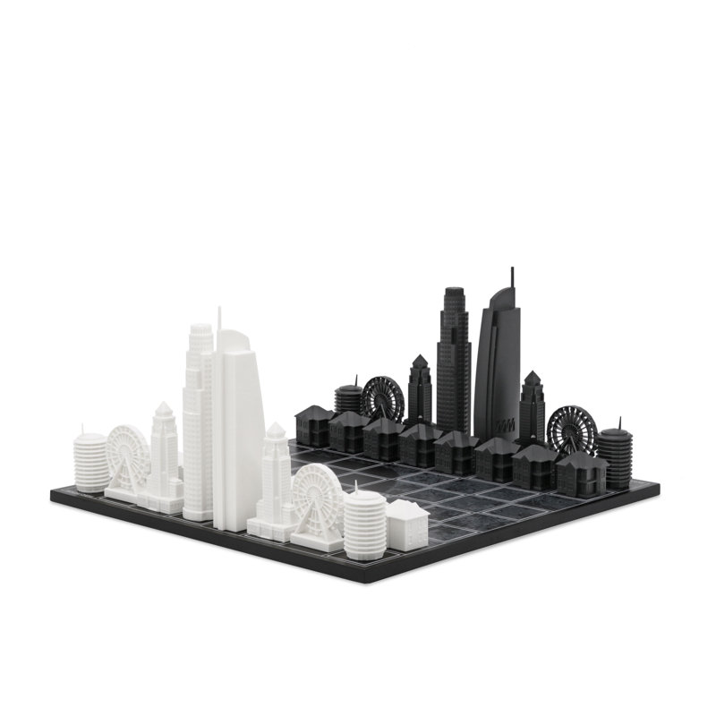 Acrylic LOS ANGELES Chess Set with Wood Map Board