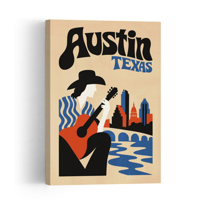 Austin Texas Music City Retro Vintage Abstract City Wall Art Print