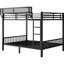 Grand lit superposé en métal pour adultes et adolescents, de couleur noire, inclus, tablette de rangement, tubes épais, structure robuste avec économie d'espace, sans secousses, finition