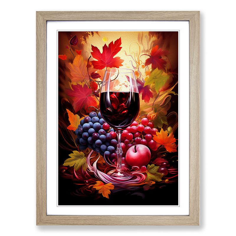 Wine Digital - Framed Print, 34cm H x 25cm W x 2cm D, Oak 