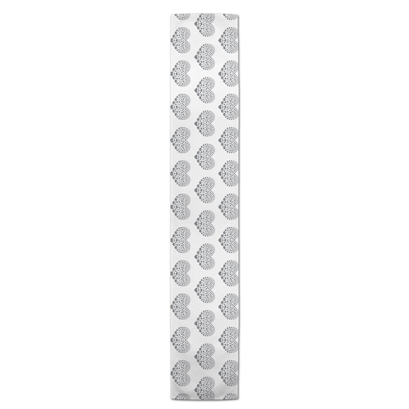 Ferrier Heart Table Runner, 90" L x 16" W, Gray
