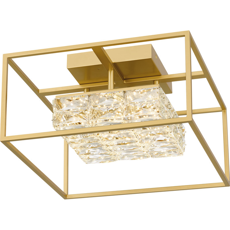 Glass LED Semi Flush Mount, Soft Gold