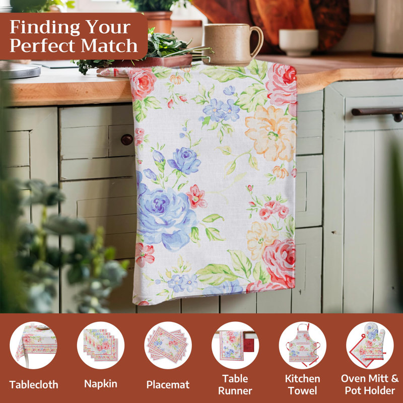 Ensemble de 3 torchons de cuisine Maison d'Hermine Vintage Floral 100 % coton - 51 x 70 cm