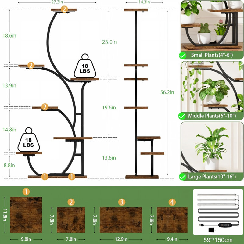 Multiple Plants Metal Flower Display Shelves Plant Rack Holder