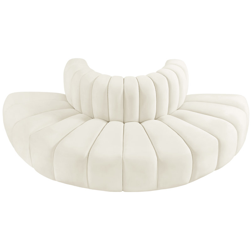 Iyleena Upholstered Curved Sectional Reversible, Cream Velvet