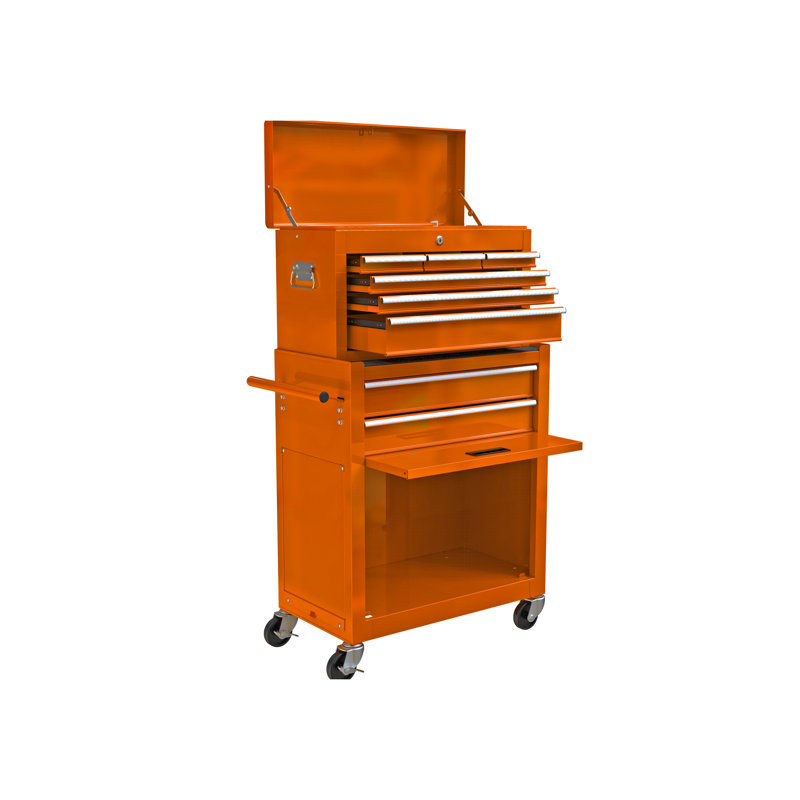 Orange Tool Cabinet With 8 Drawers And Movable High Wear Resistance Storage -, Orange