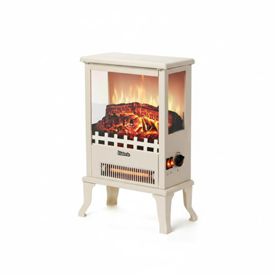 Poêle-cheminée électrique autoportant de 48 cm (19 po), chauffage infrarouge de 1500 W avec vitre à 3 côtés, flamme DEL réaliste, protection contre la surchauffe et le basculement pour le salon, la chambre et les petits espaces