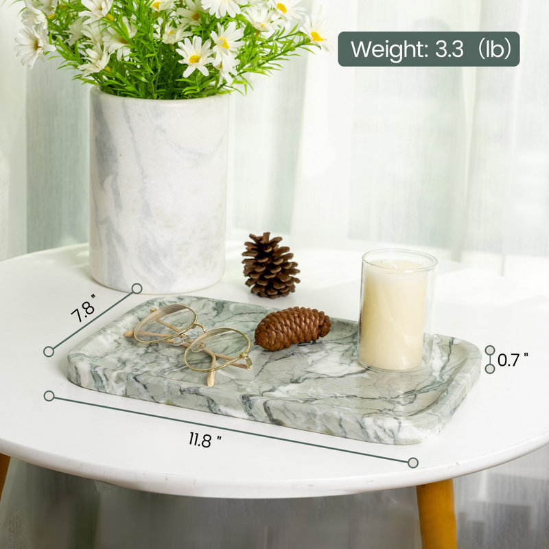 Plateau rectangulaire en marbre naturel Guein, vert clair antique Verda