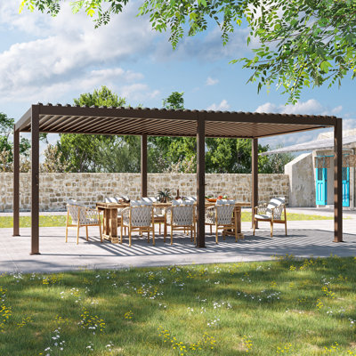 Pergola à persiennes double couche, persiennes en aluminium double, structure entièrement en aluminium, toit réglable, durable
