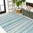 Raygoza Wavy Stripe Modern Aqua/Cream Indoor/Outdoor Rug-69806851
