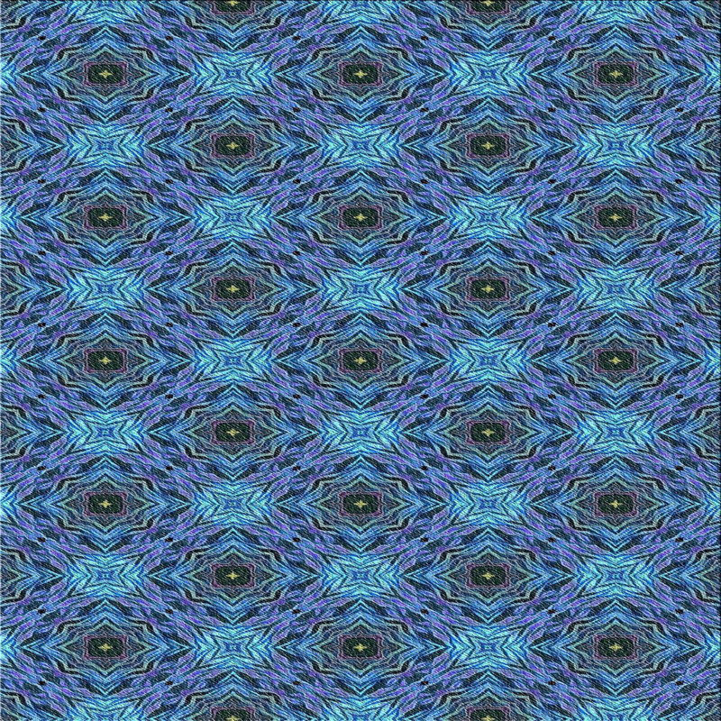 Tapis bleu/noir à motifs, Carré 8 pi