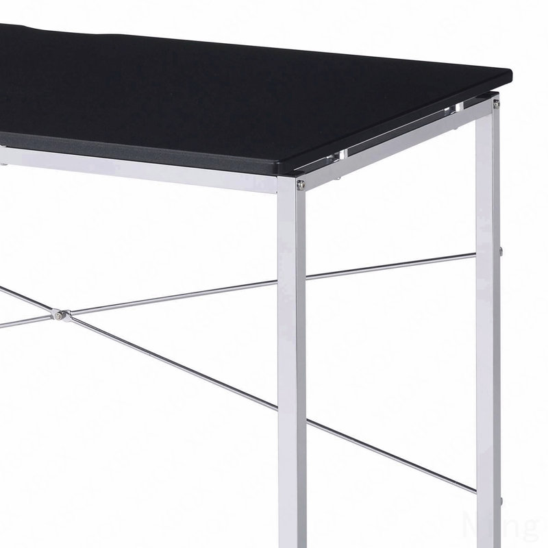 Black & Chrome Finish Writing Desk, Black