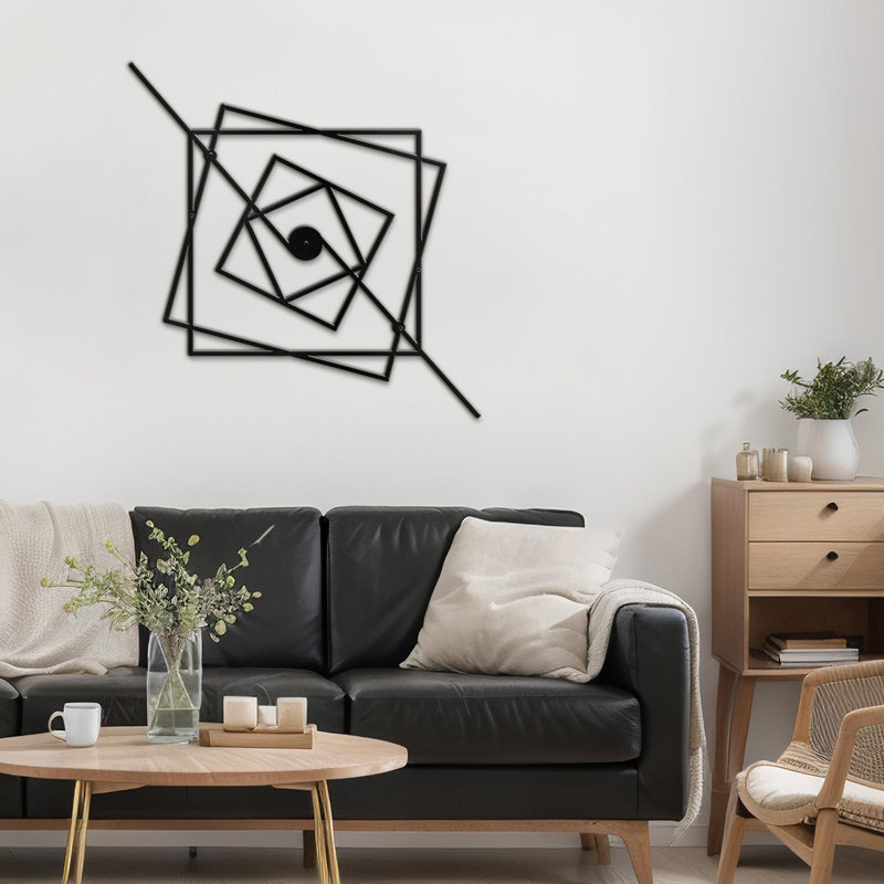 Décoration murale en métal, H 18 po x l 18 po x P 0,05 po, Noir