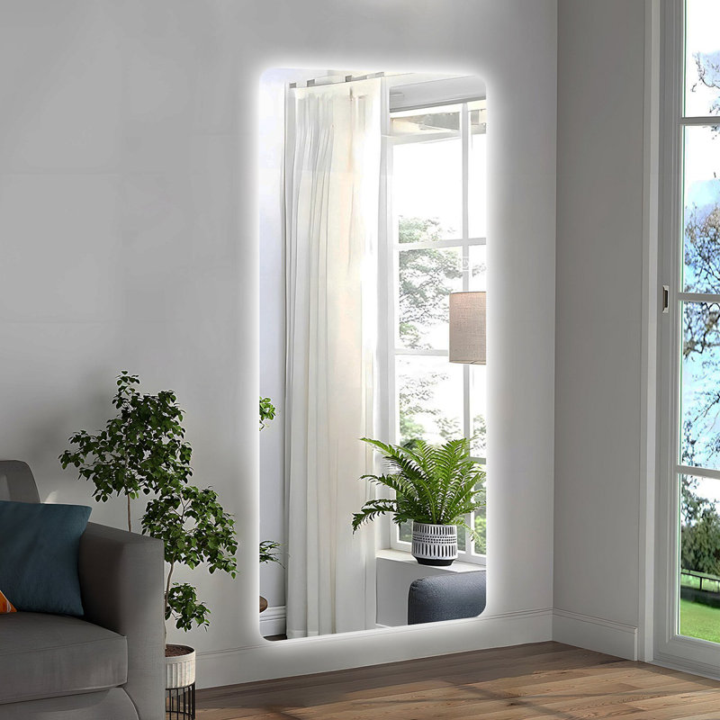 65X21in Full Body Mirror With Lights Full Length Mirror Wall Hanging Type Suitable For Bedrooms, Dimming And 3 Color Lighting