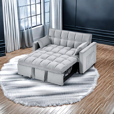 Velvet Sofa Bed, 3-in-1 Loveseat Sleeper Pull-out Bed For Living Room -  Everly Quinn, CA170A6782B143F589F85939E114BBD5