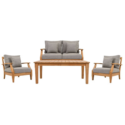 Clairmont 4 Piece Teak Outdoor Conversation Set by Birch Lane
