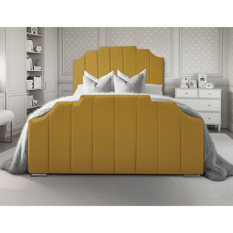 Tyrion Upholstered Bed , Kingsize (5'), Turmeric