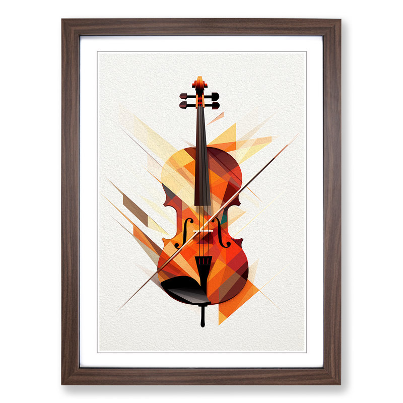 Violin Geometric - Framed Print, 34cm H x 25cm W x 2cm D, Walnut