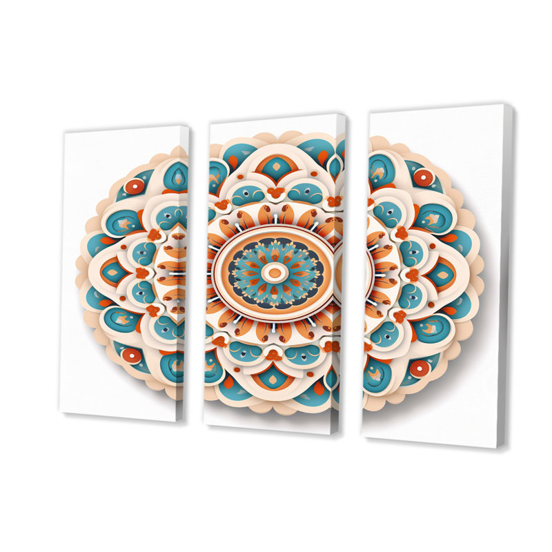 Boho, art mural sur toile, motif géométrique Mandala - Georgiana, H 40 po x l 60 po x P 1 po