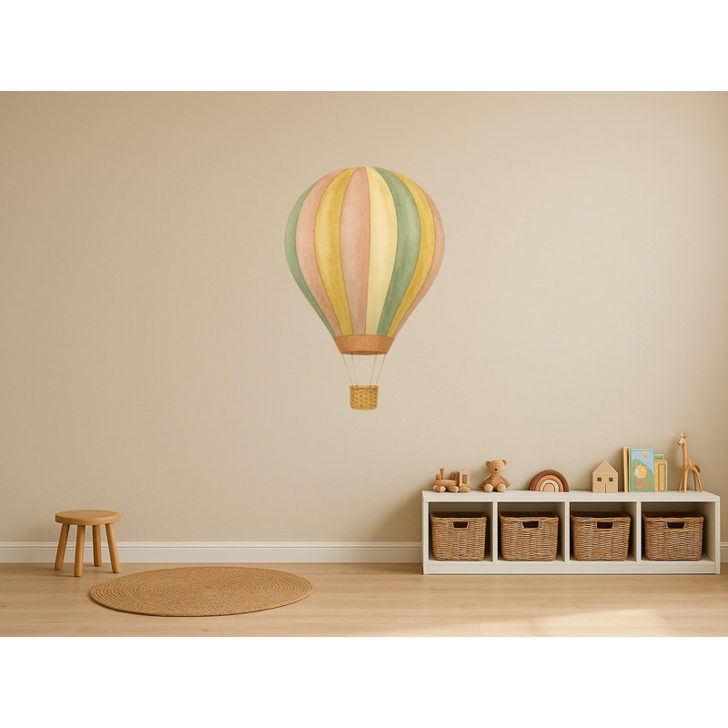 Large Hot Air Balloon Wall Decal, Big Peel and Stick Nursery Wall Sticker, Satin Finish Removable Kids Room Wall Art, 20"W x 20"H (50 x 50 cm)