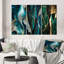 «Abstract Geode Turquoise II» sur toile, reproduction de 3 pièces-1692929150