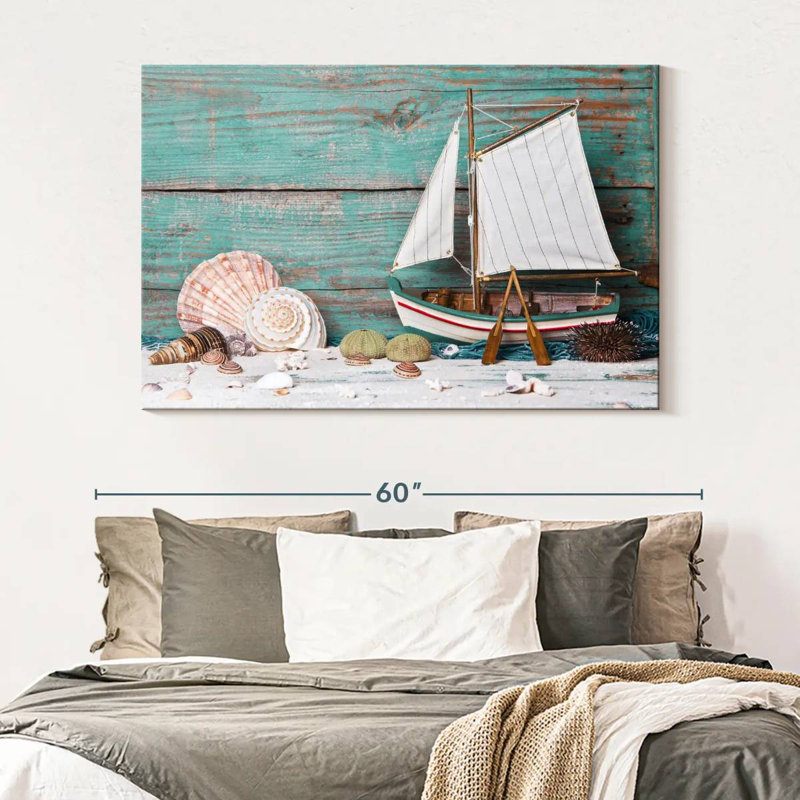 Sailboat and seashells Aletra, H 34 po x l 51 po