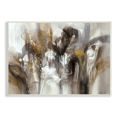 " Abstract Cascading Shapes Modern Brown White Black " by K. Nari