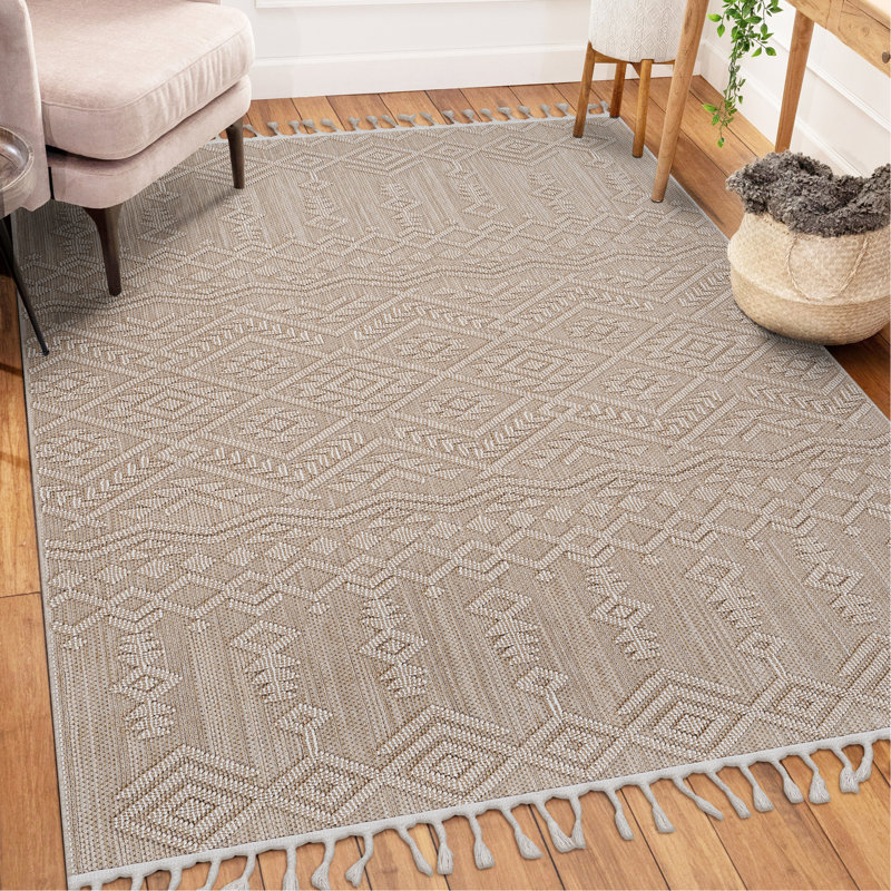 5X7 Natural /Traditional Indoor/Outdoor Area Rug, Rectangle 5'3" x 7'6"