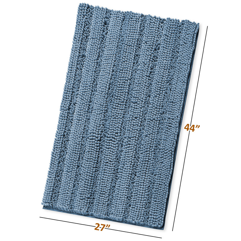 Clara Clark Chenille Extra Soft And Absorbent Bath Mat., Blue Heaven
