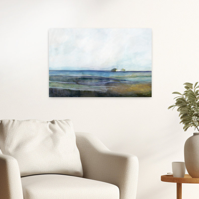 «Distant View 1 Abstract Contemporary Landscape Ocean Art», H 16 po x l 24 po