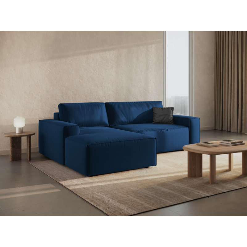Alisbha 3 Seater Sofa Bed, Royal Blue, Velvet, Left-Hand Facing