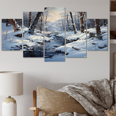 Winter Silent Woods II - impression sur toile de paysages - 5 panneaux