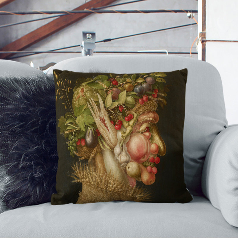 Summer Square Throw Cushion, White, 40cm H x 40cm W x 15cm D