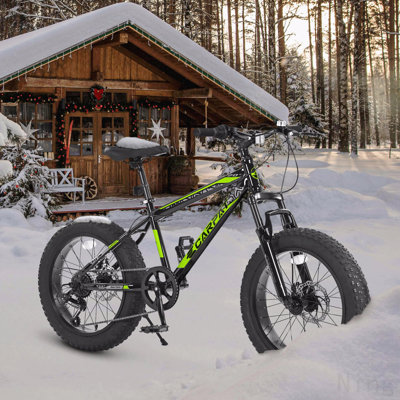 20 Inch Mountain Bike For Kids And Teenagers, High Carbon Steel Frame, Disc Brakes, Durable Wide Tires, Front Suspension, 7-Speed, Ideal For Snow And Off-Road Riding