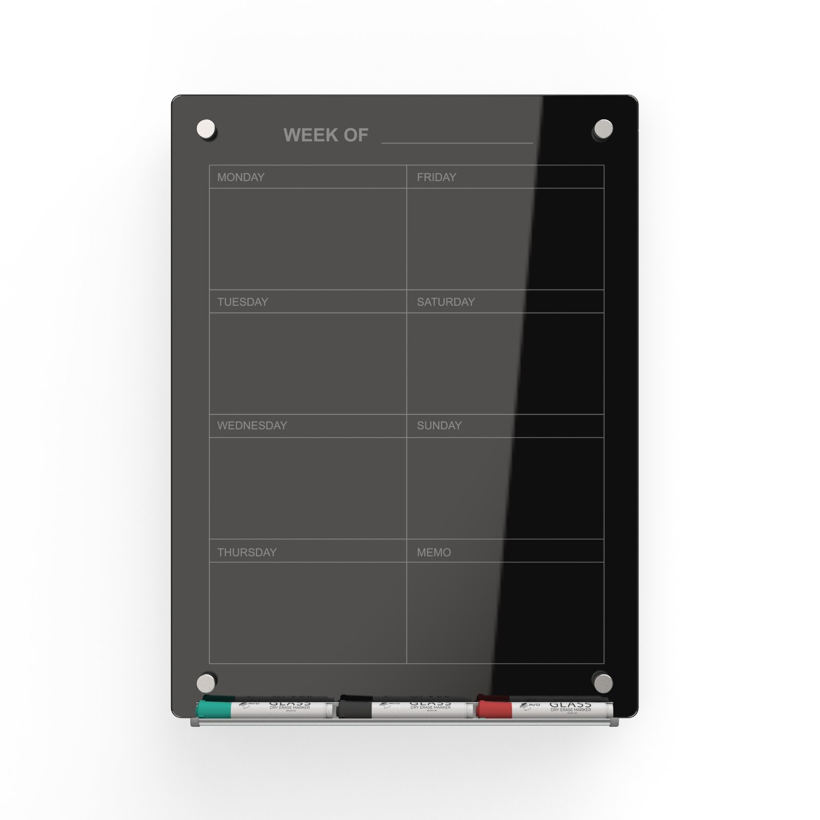 Audio-Visual Direct Frosted Glass Dry-Erase Board Set - 3' x 2' - Includes  Hardware & Marker Tray (Non-Magnetic)