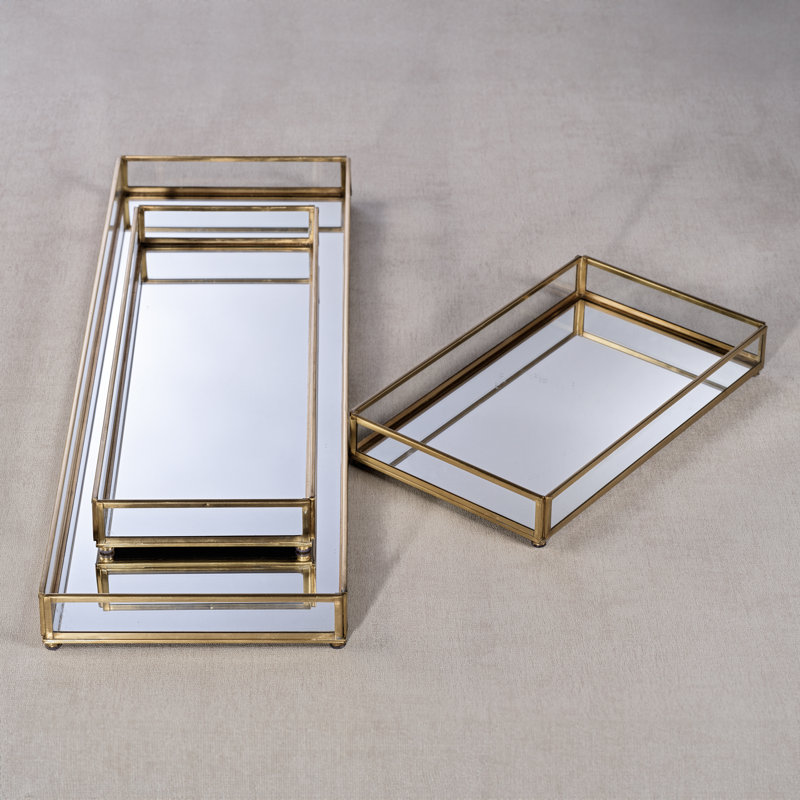 Plateau en verre / métal Cava, H 1,5 po x l 25 po x P 8 po