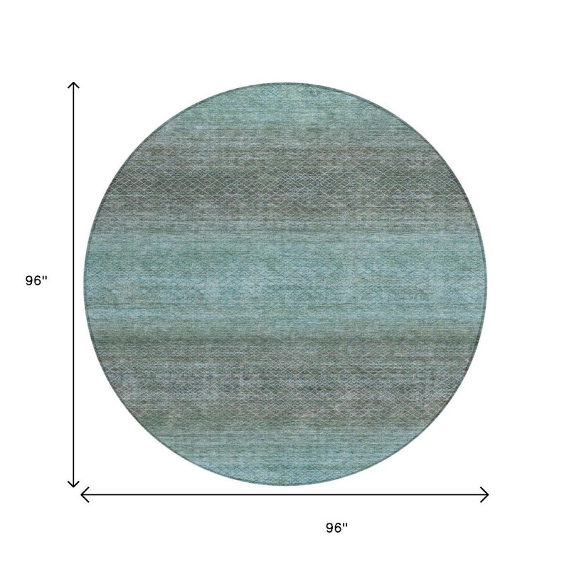 Tapis d'intérieur rond 8 pi bleu et brun à motif géométrique lavable