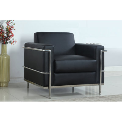 Fauteuil de direction Executive en similicuir, fauteuil de salon rembourré en métal chromé, blanc
