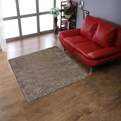 Tapis Sanford à poils longs tuftés à la main en polyester écologique - 244 x 244 cm, carré, couleur blanc argenté, motif uni, épais et antidérapant, idéal pour le salon et la chambre.