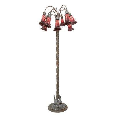 61" High Stained Glass Pond Lily 12 Light Floor Lamp