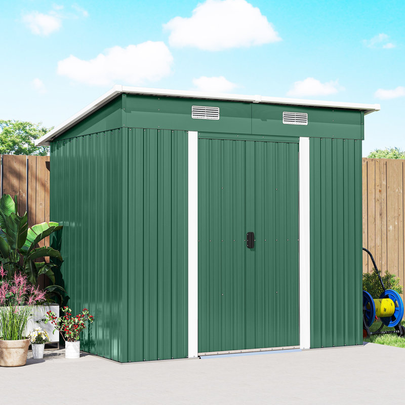 Remise de rangement extérieure, abri de jardin avec portes verrouillables, vert, Vert