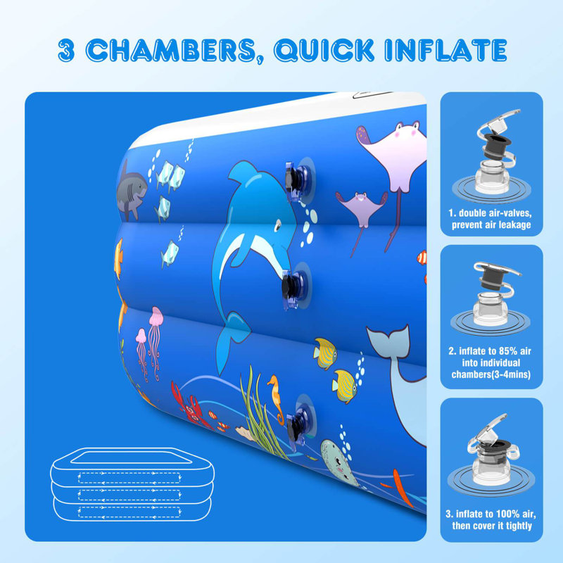 Plastic Rectangle Inflatable Pool 22'' H x 71'' W x 100'' L