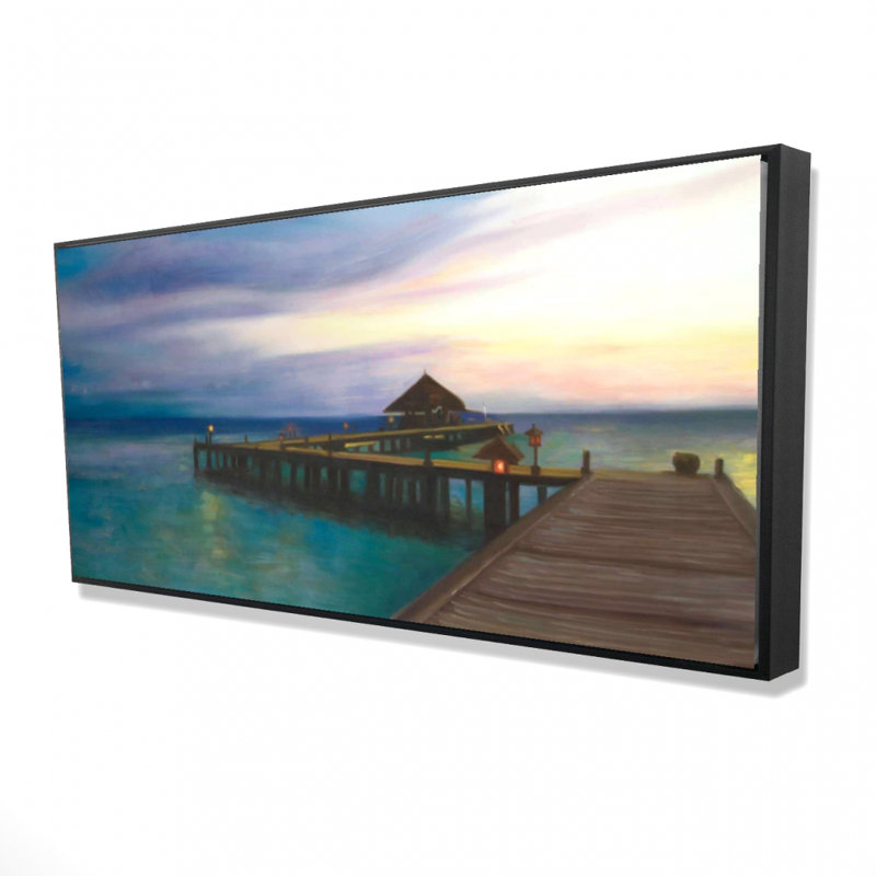 Boardwalk with sunset - 24"x48" Framed canvas