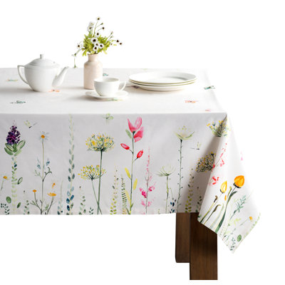 Maison d' Hermine Table Cloth Rectangle Table 100% Cotton 70 x 140 Inches Tablecloth Reusable Decorative for Dining Room Farmhouse Home Valentines Day Decorations Spring Summer - Botanical Fresh