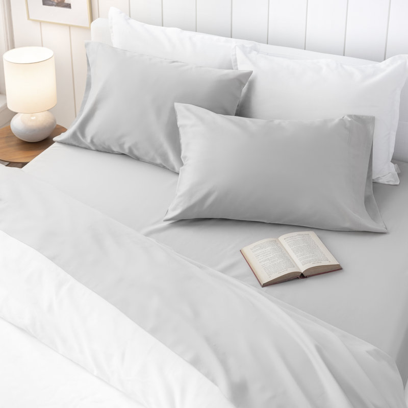 Ensemble de draps en coton de qualité égyptienne 250 fils, Grand, Gris